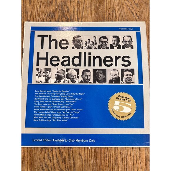 The Headliners Vinyl Record By Columbia Record Club Limited Edition LP 1955-1960 - Picture 1 of 4
